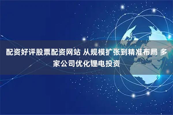 配资好评股票配资网站 从规模扩张到精准布局 多家公司优化锂电投资